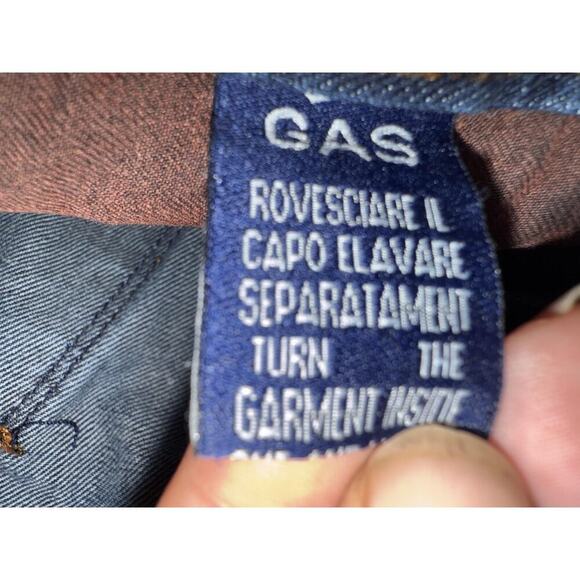 Gas Distressed Jeans Mens 36x34 Blue Denim Straight Leg Faded Back Pocket Hit - Picture 2 of 8